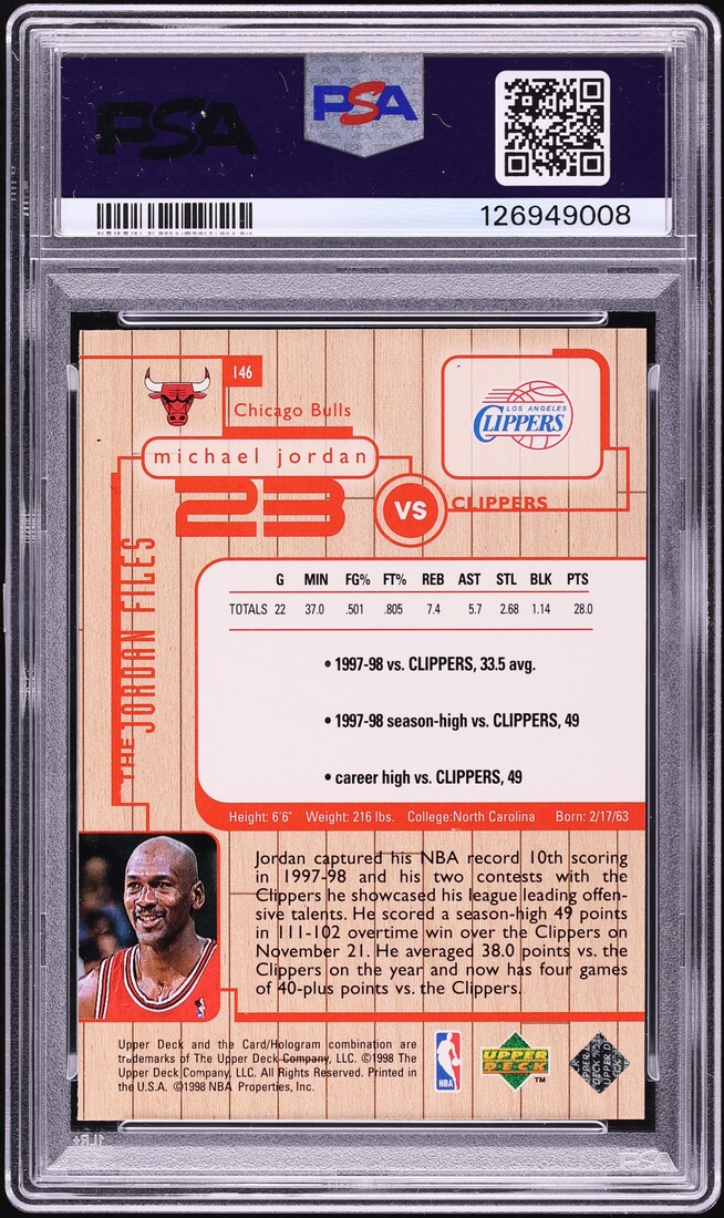 1998 Upper Deck MJ Living Legend The Jordan Flies Michael Jordan #146 PSA 5 EX