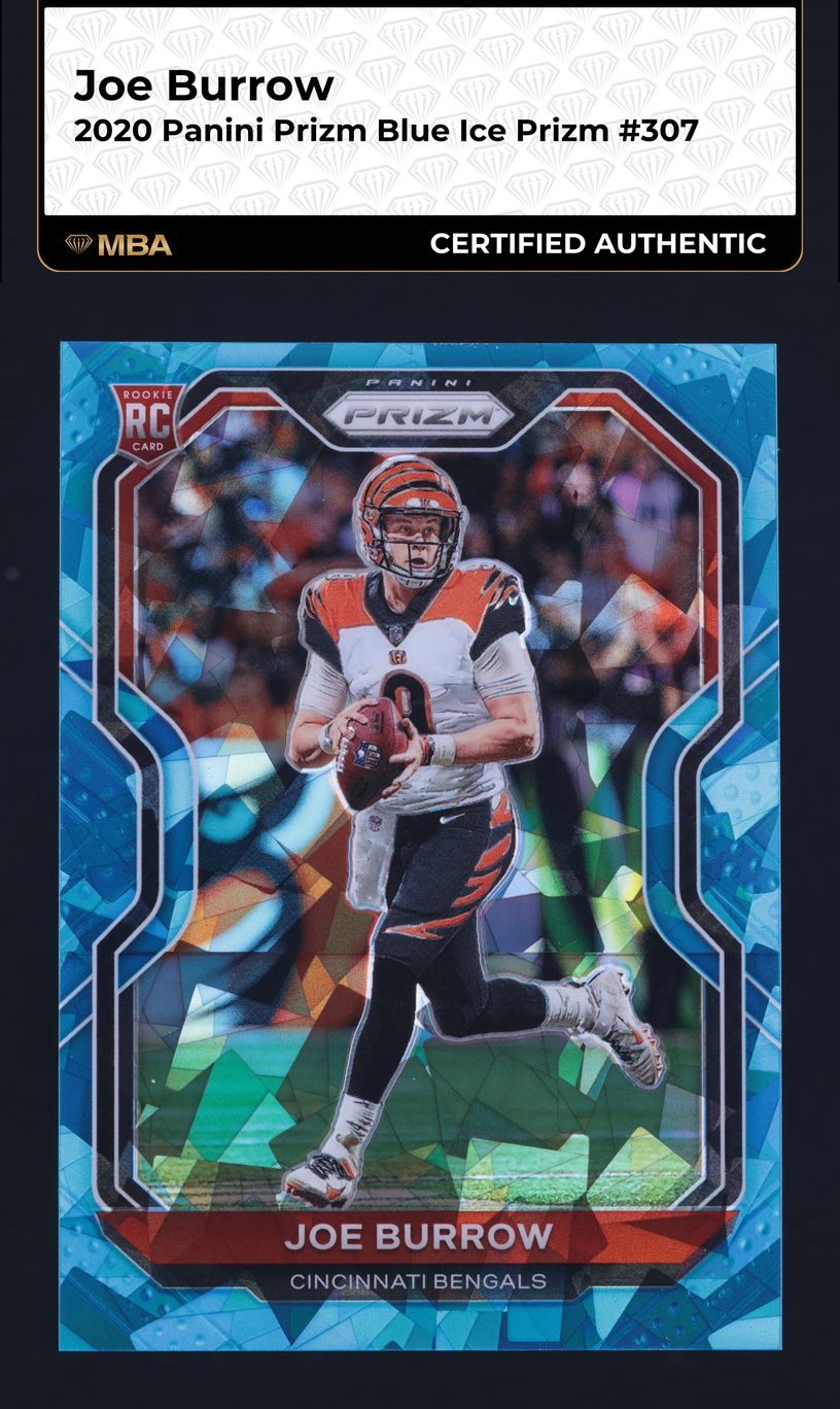 2020 Panini Prizm Blue Ice Joe Burrow ROOKIE /99 #307 MBA AUTH