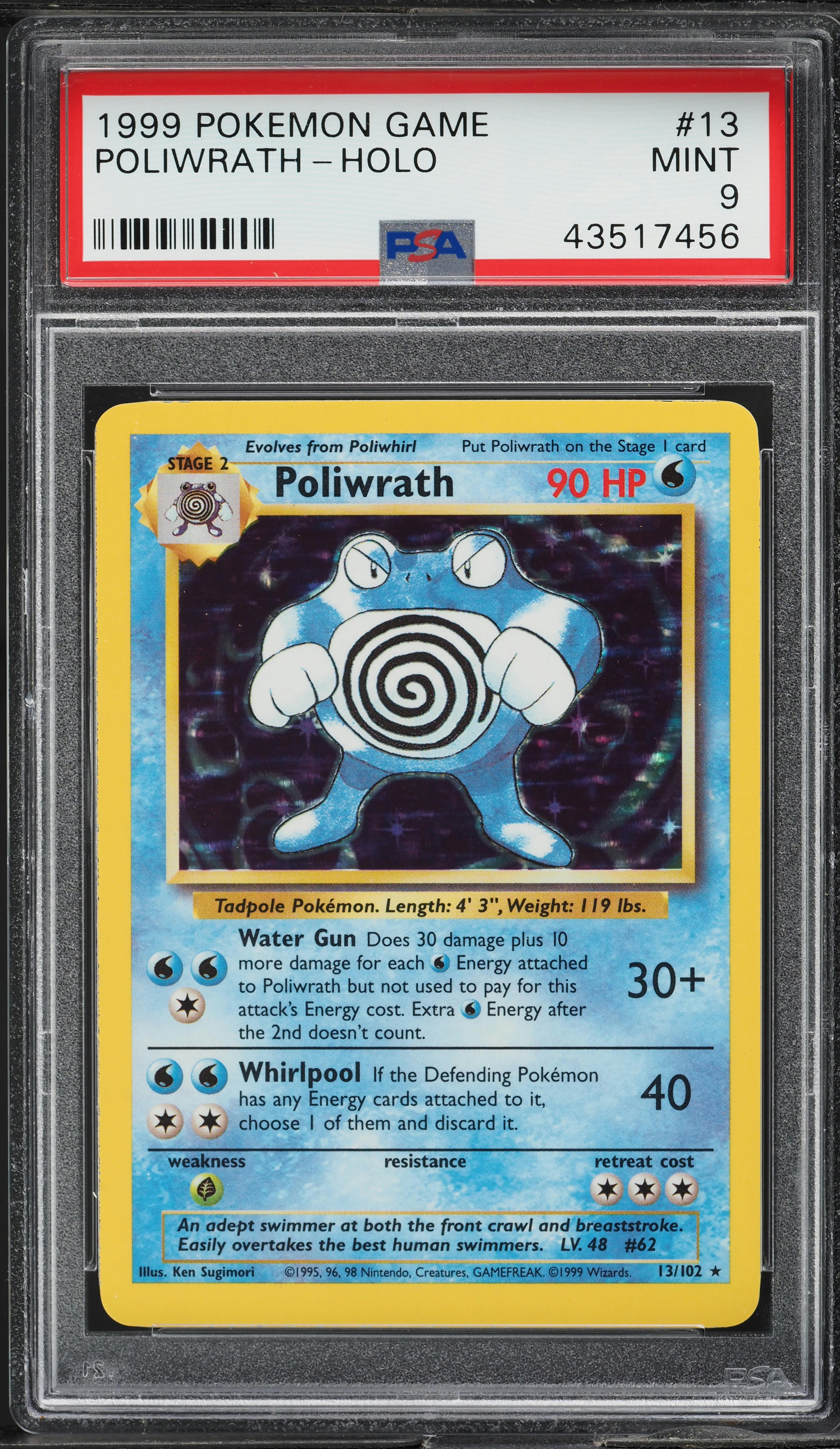 1999 Pokemon Base Set Holo Poliwrath #13 PSA 9 MINT