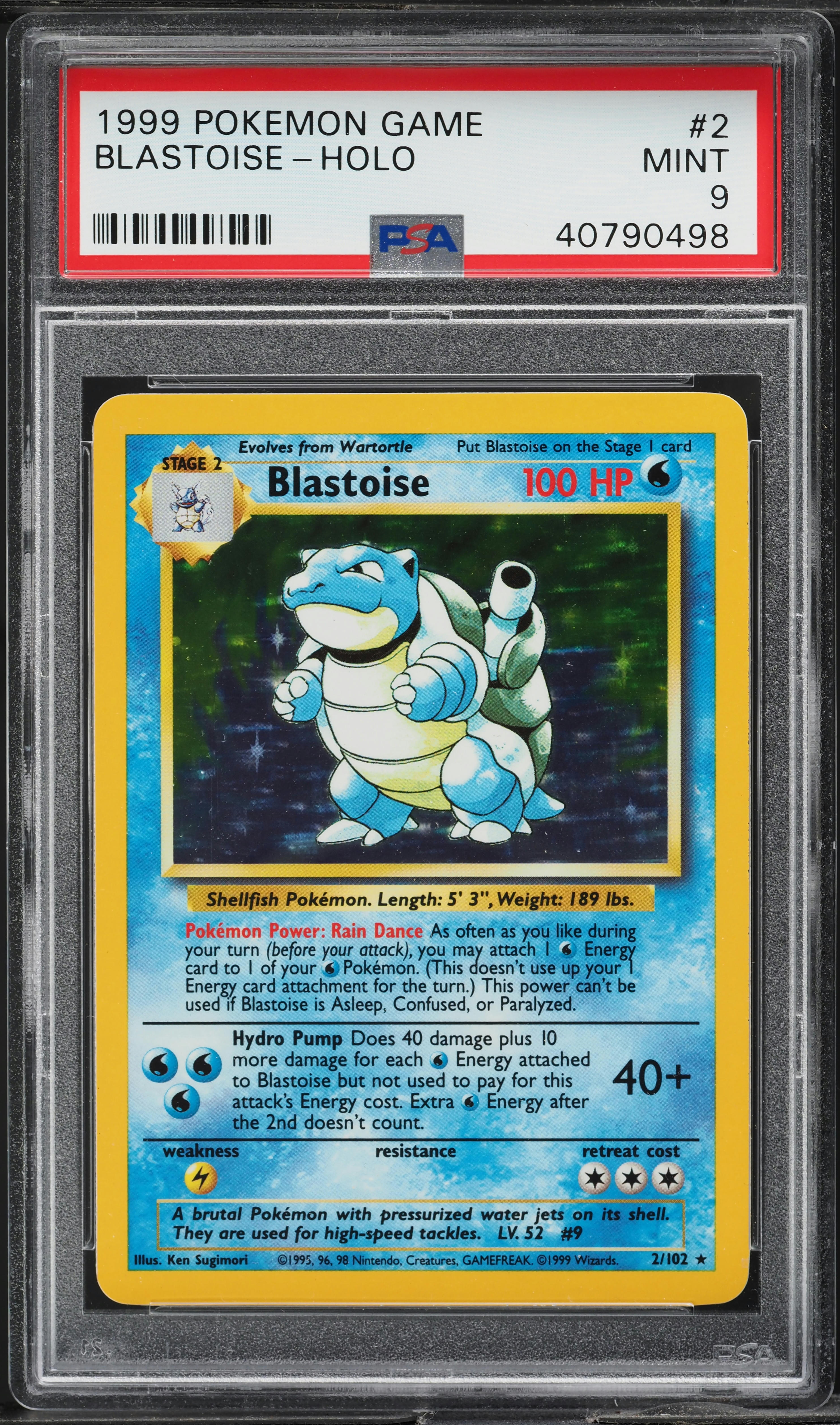 1999 Pokemon Base Set Holo Blastoise #2 PSA 9 MINT