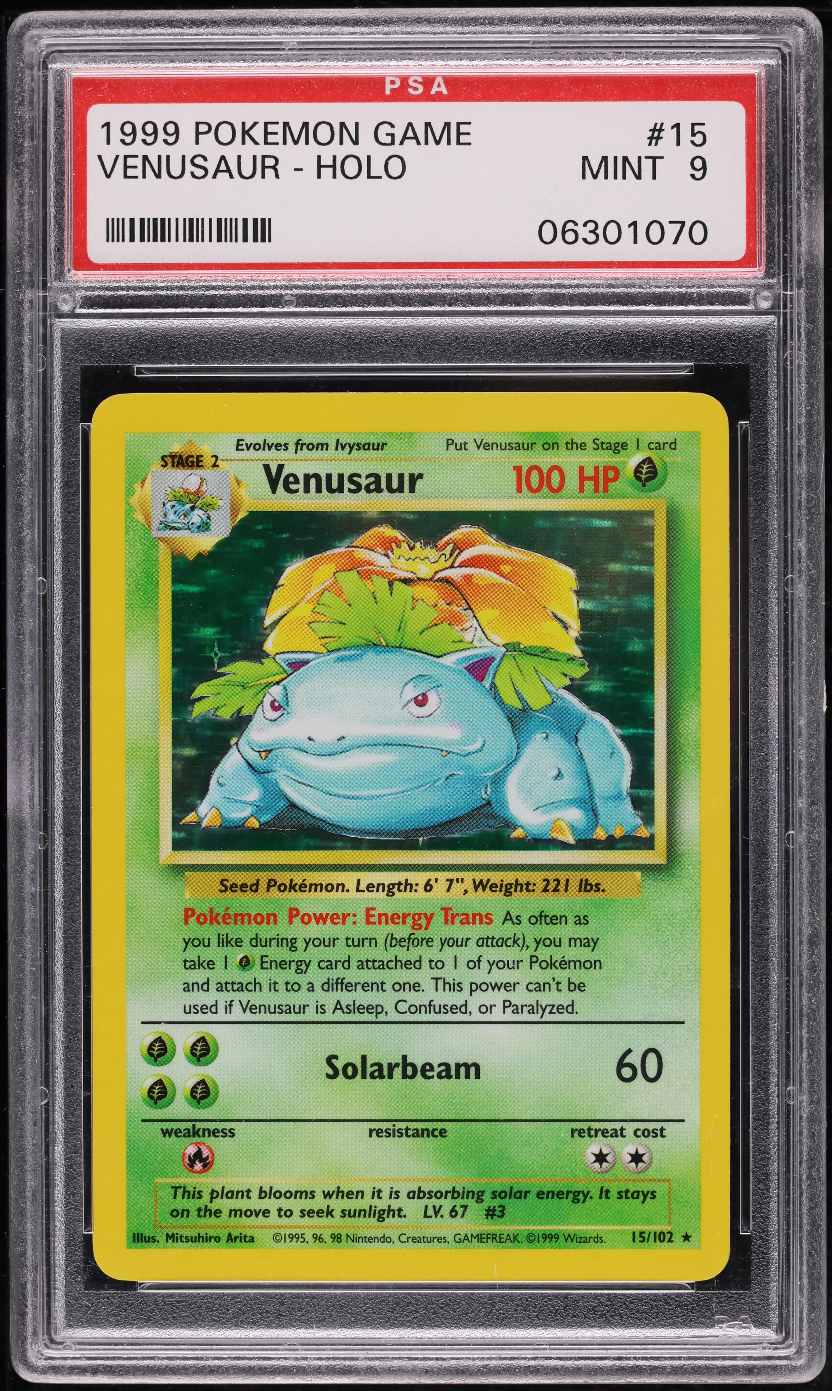 1999 Pokemon Base Set Holo Venusaur #15 PSA 9 MINT