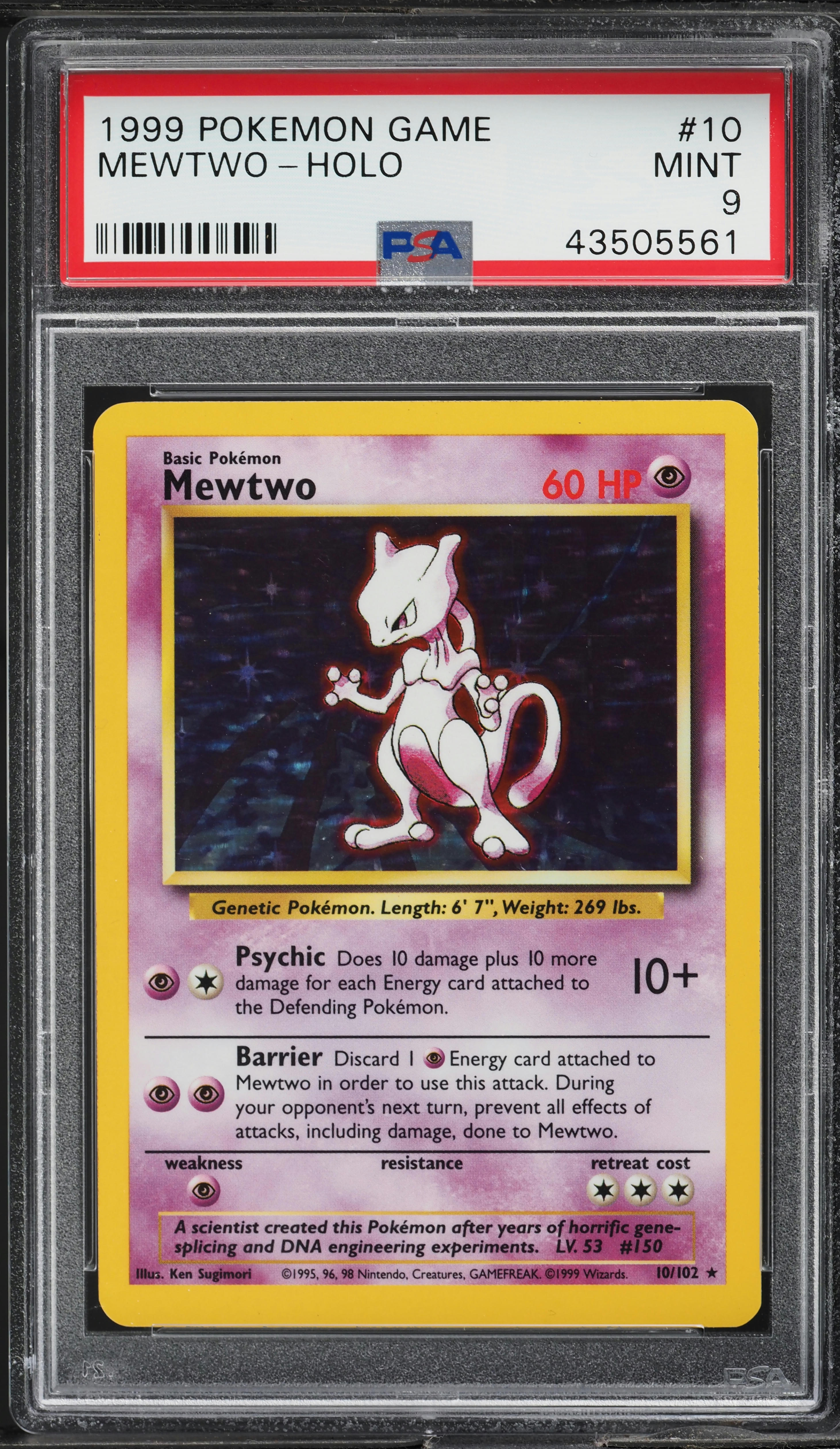 1999 Pokemon Base Set Holo Mewtwo #10 PSA 9 MINT