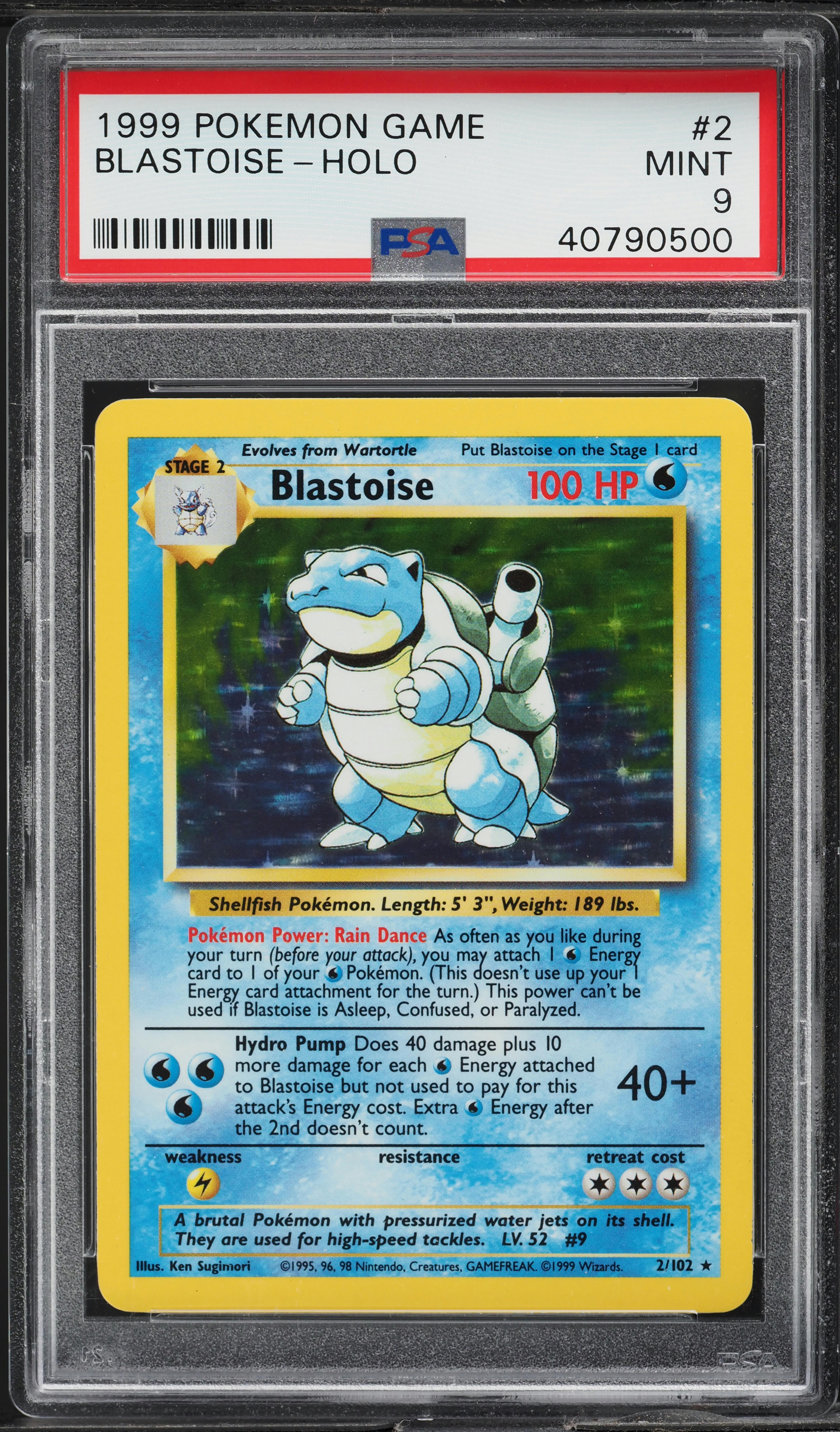 1999 Pokemon Base Set Holo Blastoise #2 PSA 9 MINT