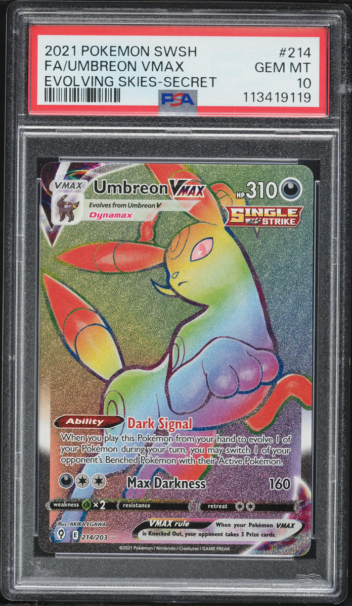 2021 Pokemon Sword & Shield Evolving Skies Rainbow Rare Umbreon VMAX #214 PSA 10 GEM MINT