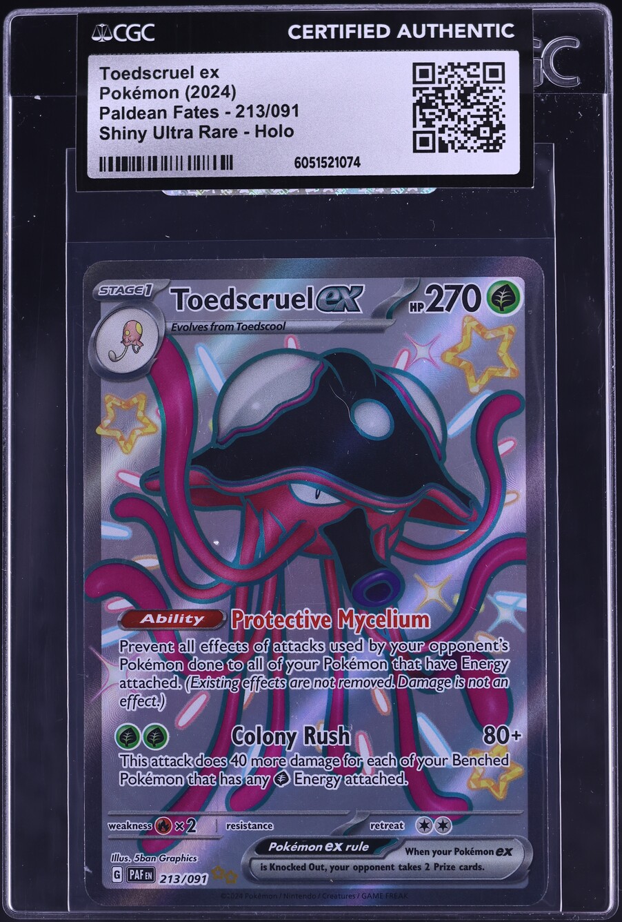 2024 Pokemon SV Paldean Fates Shiny Full Art Shiny Toedscruel ex #213 CGC AUTH