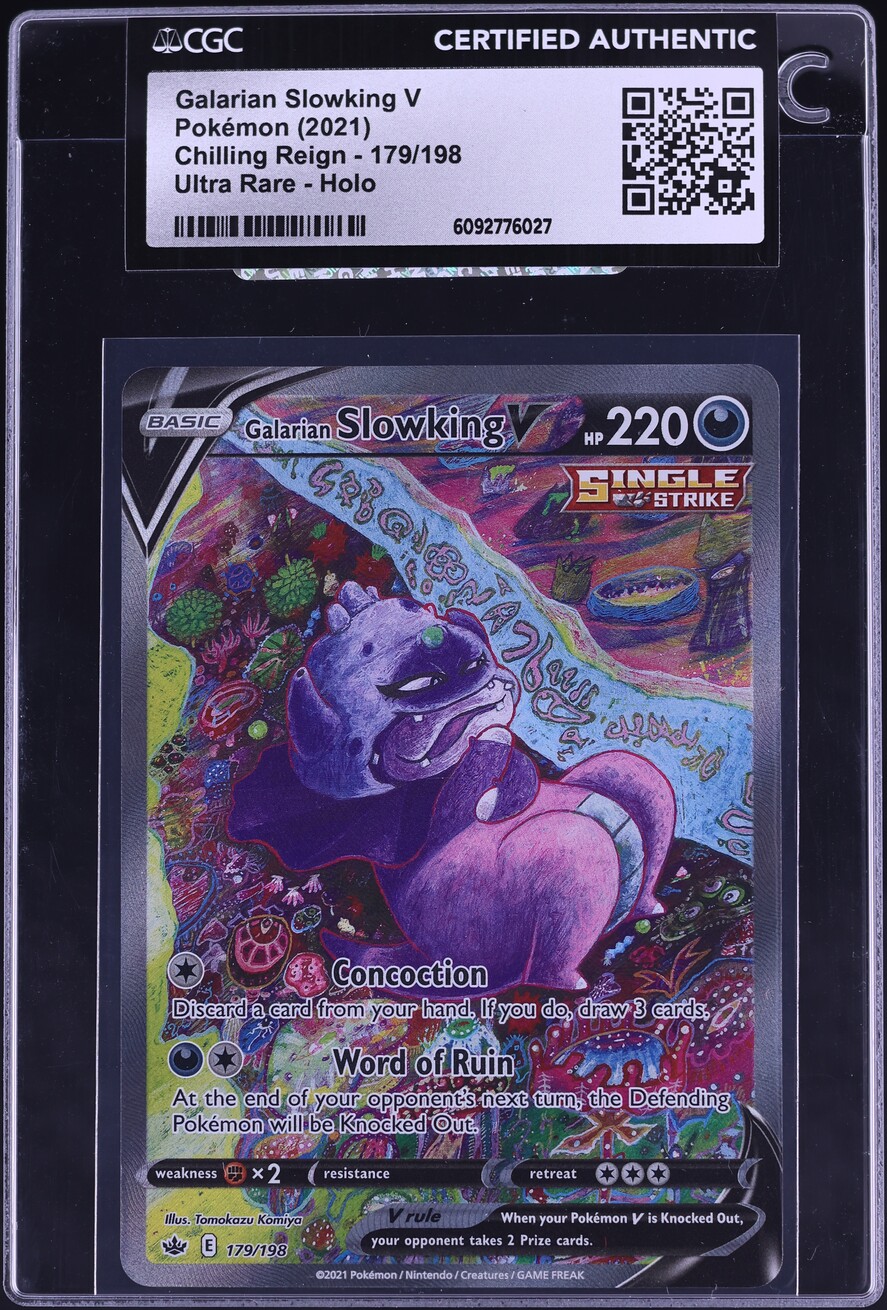 2021 Pokemon Sword & Shield Chilling Reign Alt Art Galarian Slowking V #179 CGC AUTH