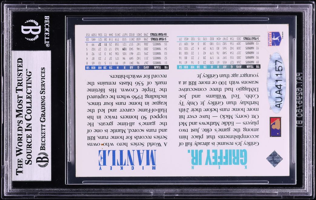 1994 Upper Deck Mickey Mantle Ken Griffey Jr. AUTO #NNO BGS AUTH