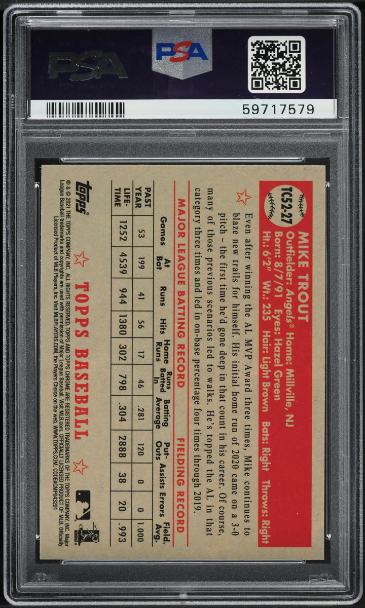 2021 Topps Chrome '52 Redux Mike Trout #TC52-27 PSA 10 GEM MINT