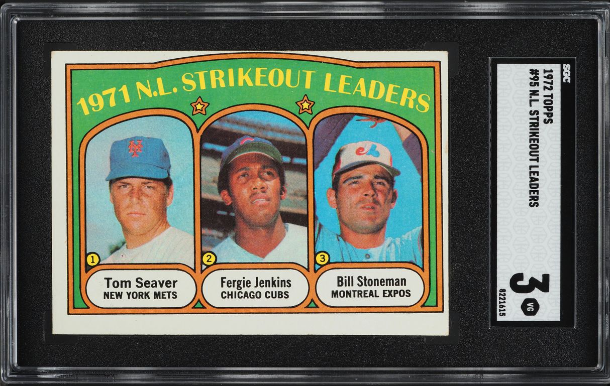 1972 Topps Tim Seaver Fergie Jenkins Stoneman NL STRIKEOUT LDRS #95 SGC 3 VG