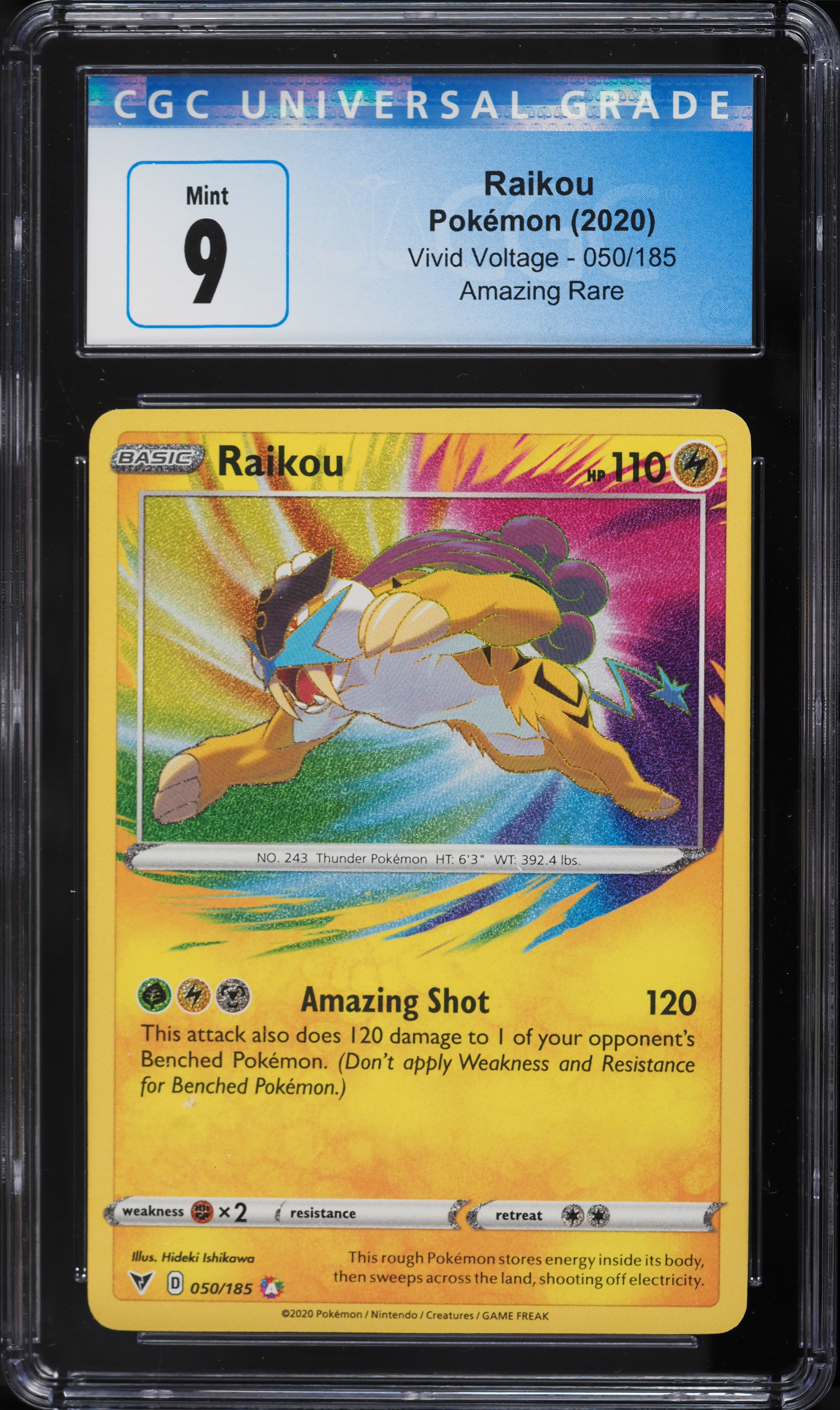 2020 Pokemon Sword & Shield Vivid Voltage Amazing Rare Raikou #50 CGC 9 MINT