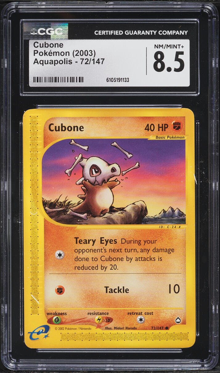 2003 Pokemon Aquapolis Cubone #72 CGC 8.5 NM-MT+