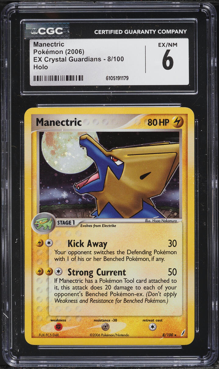 2006 Pokemon EX Crystal Guardians Holo Manectric #8 CGC 6 EXMT