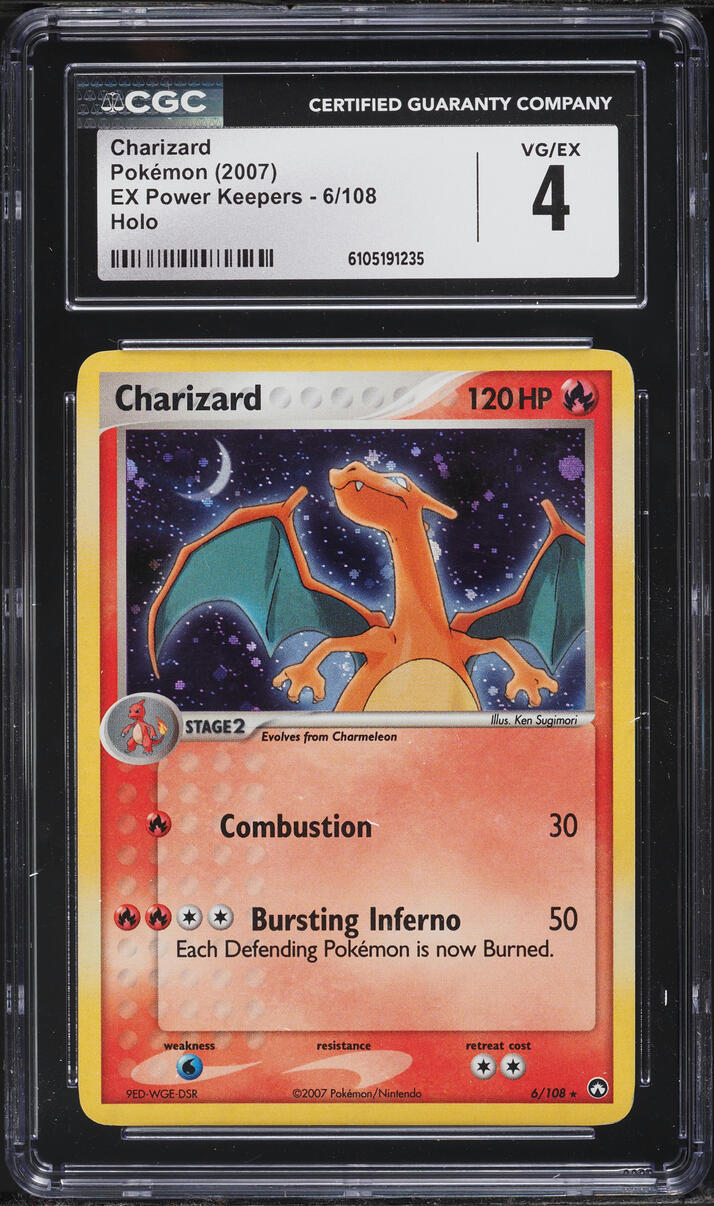 2007 Pokemon EX Power Keepers Holo Charizard #6 CGC 4 VGEX