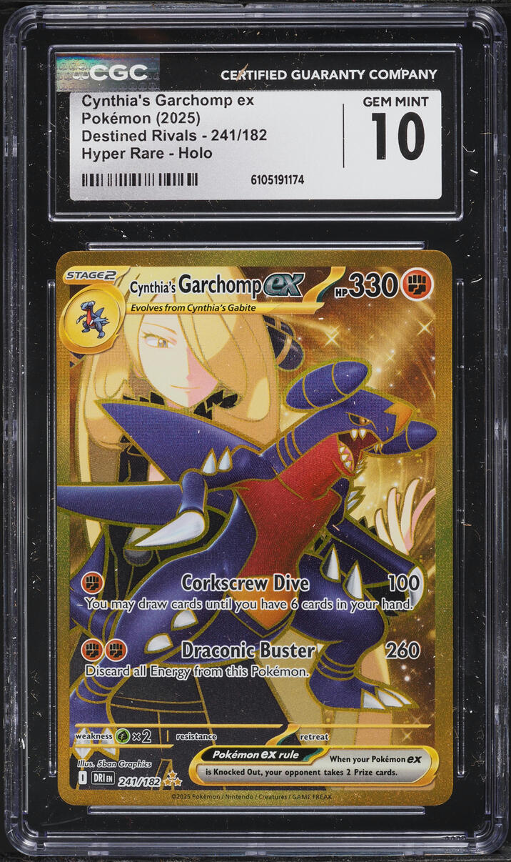 2025 Pokemon Scarlet & Violet Destined Rivals Gold Rare Cynthia's Garchomp ex #241 CGC 10 GEM