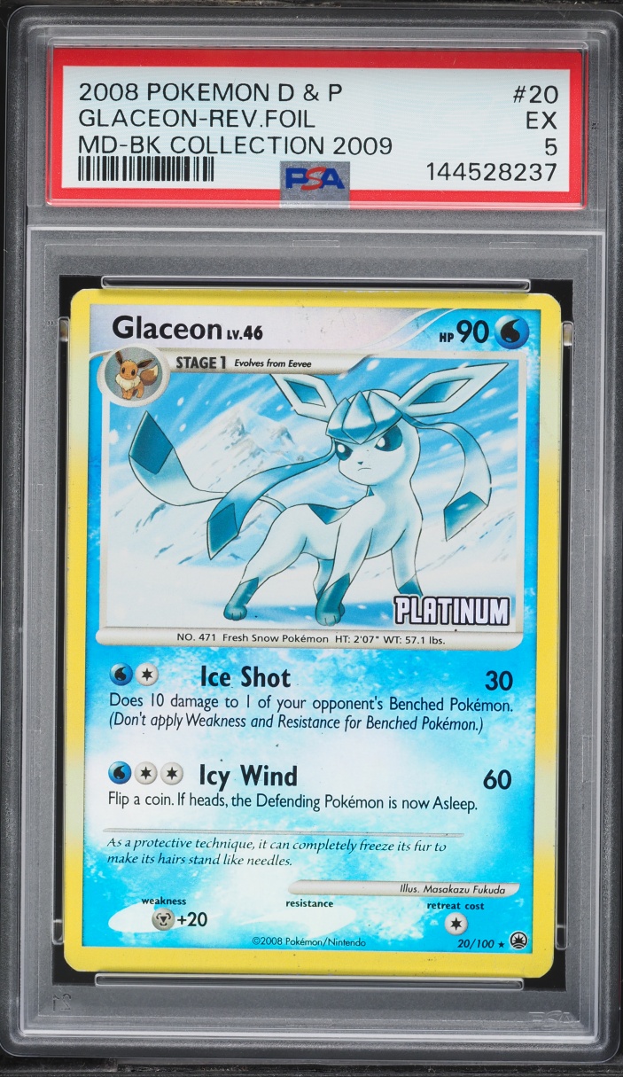 2008 Pokemon Diamond & Pearl Majestic Dawn Collection '09 Rev Holo Glaceon PSA 5 EX