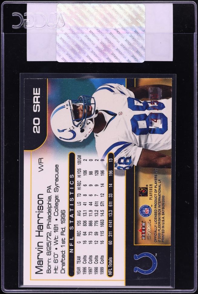 2000 Skybox Star Rubies Extreme Marvin Harrison /50 #20SRE CGC AUTH - Photo 2