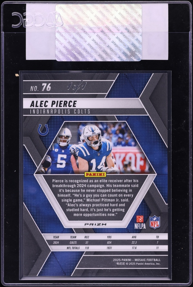 2025 Panini Mosaic Choice Nebula Alec Pierce 1/1 #76 CGC AUTH - Photo 2