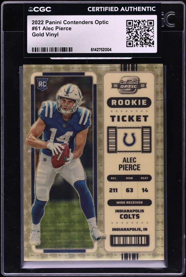 2022 Panini Contenders Optic Gold Vinyl Alec Pierce ROOKIE 1/1 #61 CGC AUTH - Photo 1