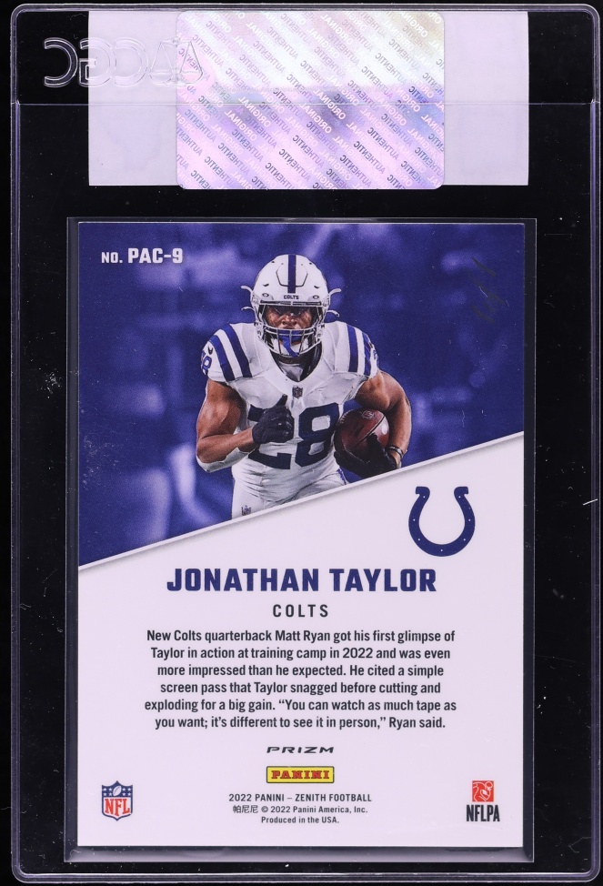 2022 Panini Zenith '92 Pacific Touchdown Jonathan Taylor 1/1 #PAC-9 CGC AUTH - Photo 2