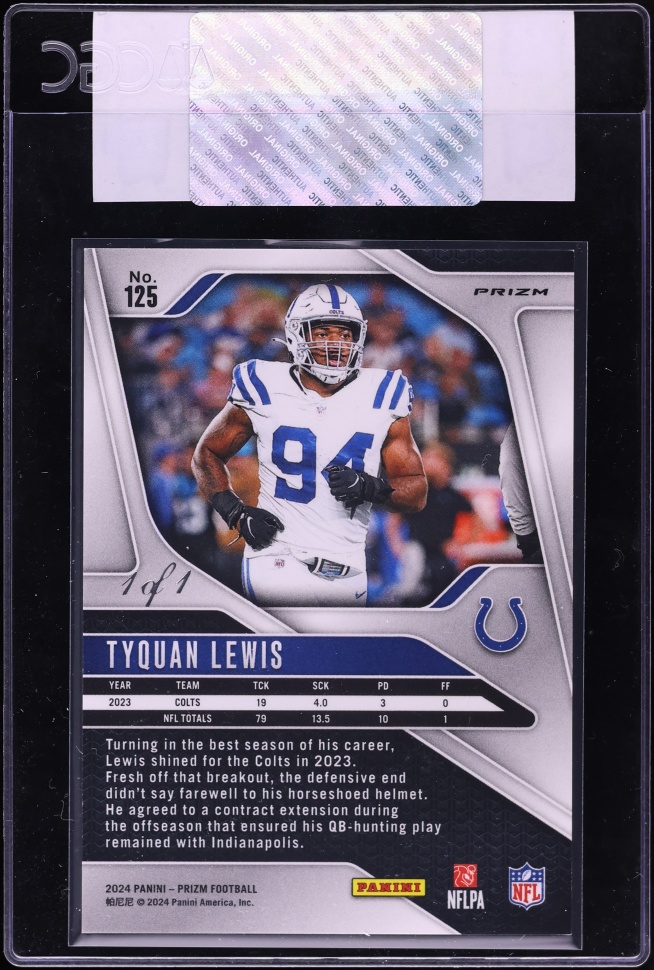 2024 Panini Prizm Choice Nebula Tyquan Lewis 1/1 #125 CGC AUTH - Photo 2