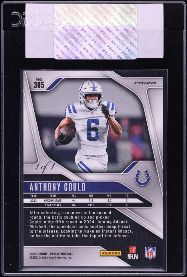 2024 Panini Prizm Choice Nebula Anthony Gould ROOKIE 1/1 #305 CGC AUTH - Photo 2
