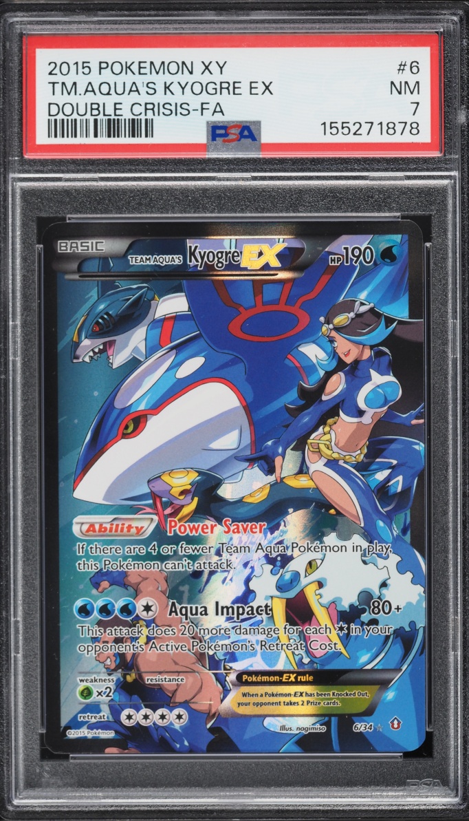 2015 Pokemon XY Double Crisis Full Art Team Aqua's Kyogre EX #6 PSA 7 NRMT