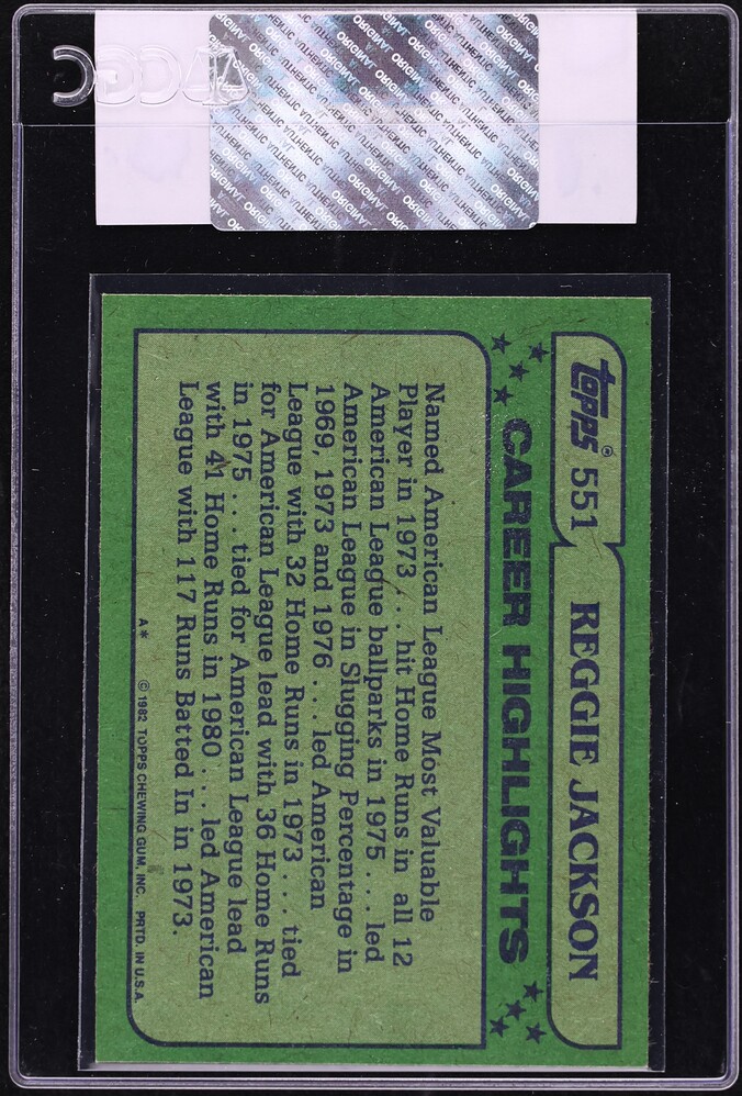 1982 Topps All Stars Reggie Jackson #551 CGC AUTH