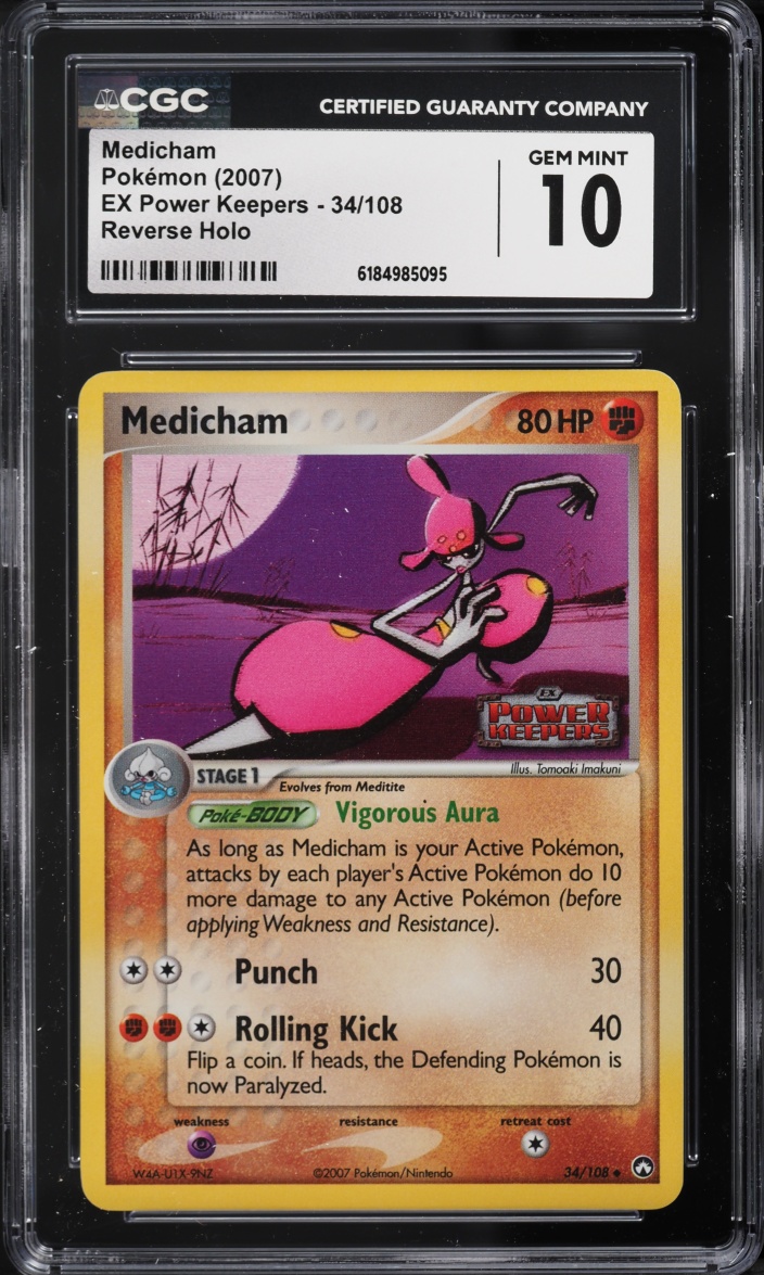 2007 Pokemon EX Power Keepers Reverse Holo Medicham #34 CGC 10 GEM MINT