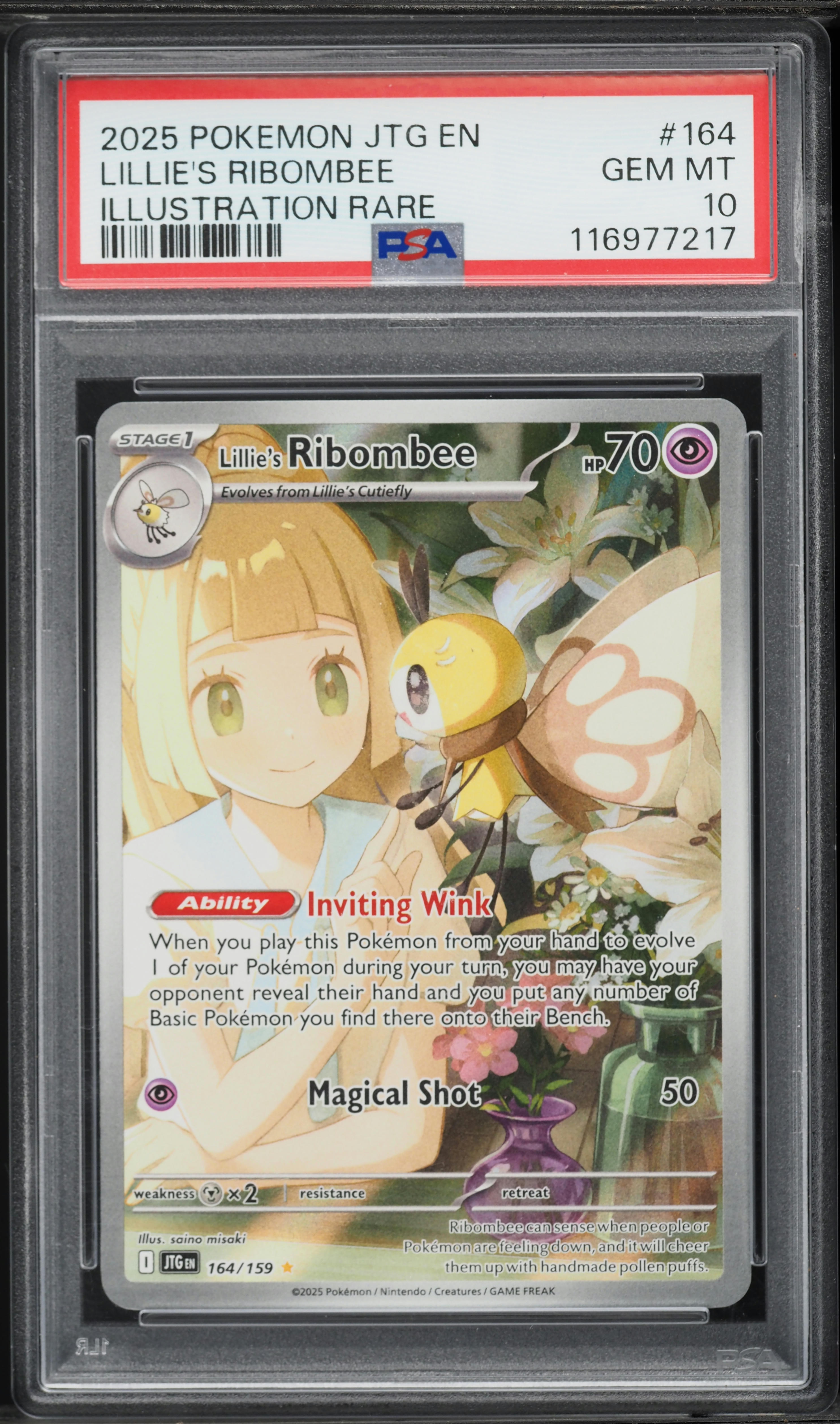 2025 Pokemon Scarlet & Violet Journey Together IR Lillie's Ribombee #164 PSA 10 GEM MINT