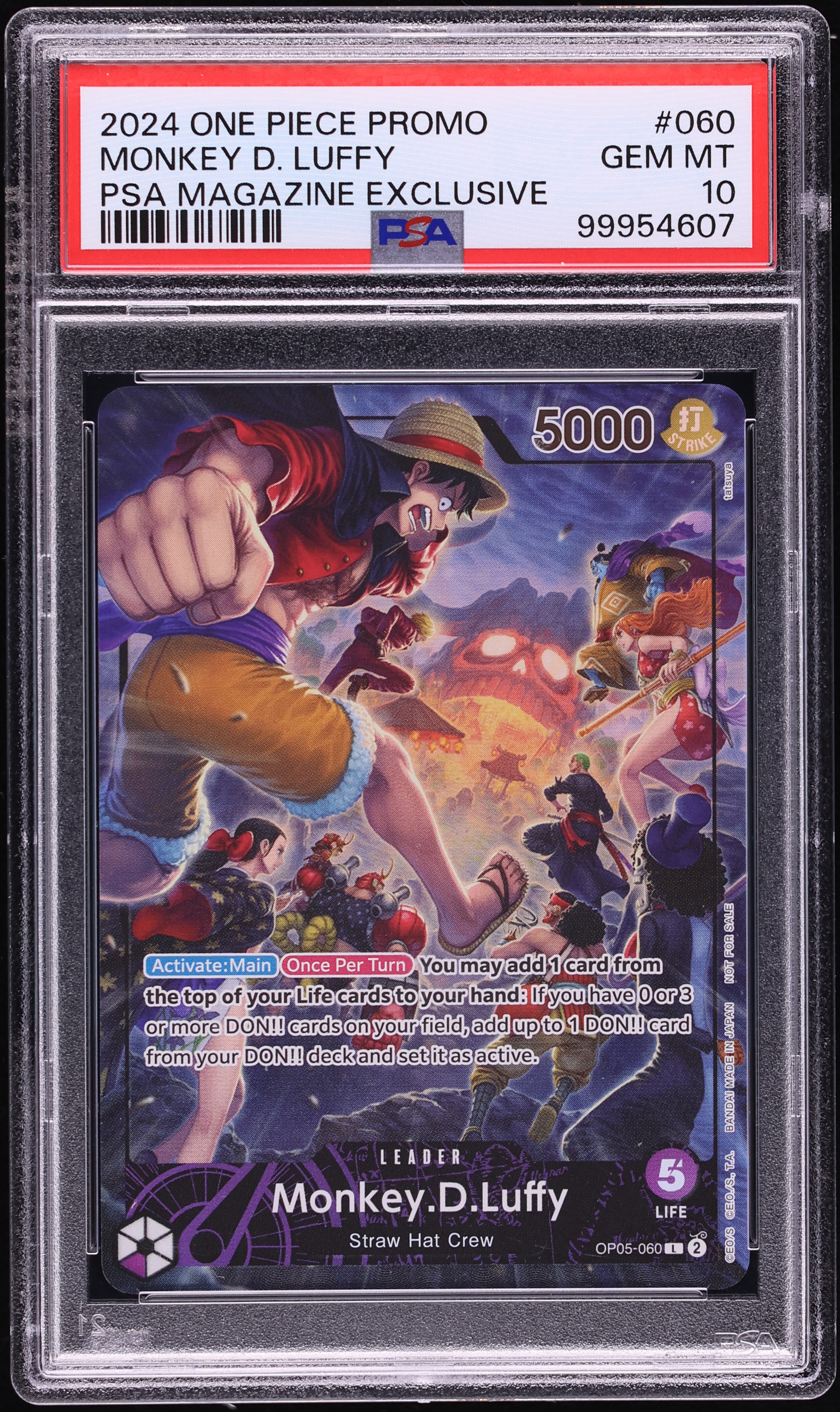 2024 One Piece Promo PSA Magazine Exclusive Leader Monkey D. Luffy #OP05-060 PSA 10 GEM MINT