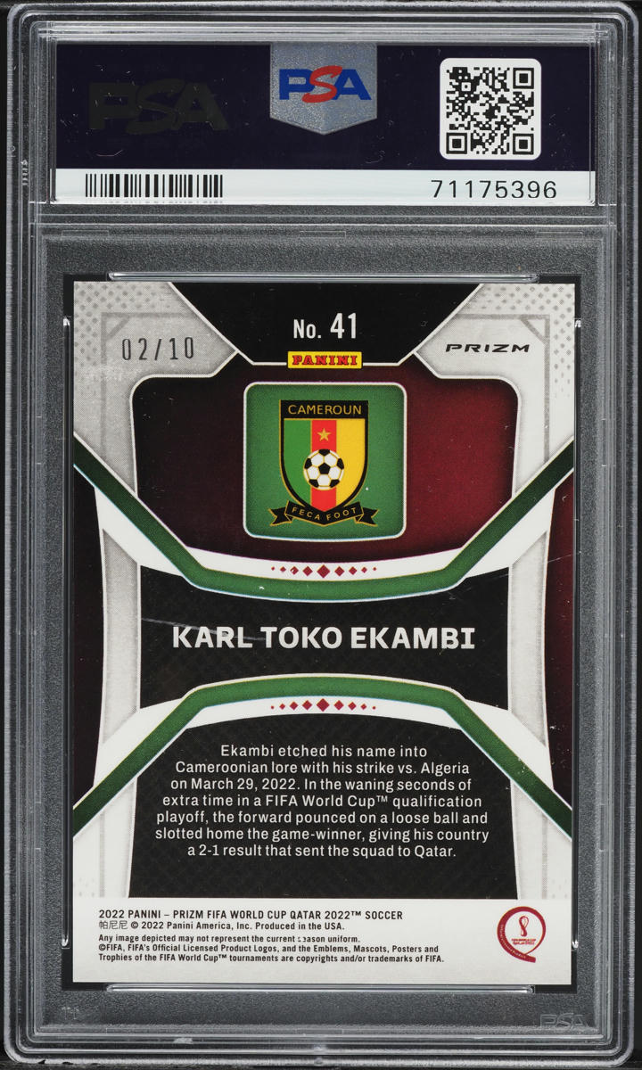 2022 Panini Prizm World Cup Qatar Gold Karl Toko Ekambi ROOKIE /10 #41 PSA 10