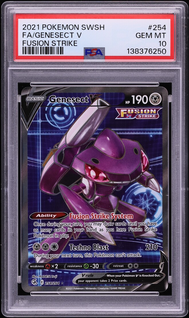 2021 Pokemon Sword & Shield Fusion Strike Full Art Genesect V #254 PSA 10 GEM MINT