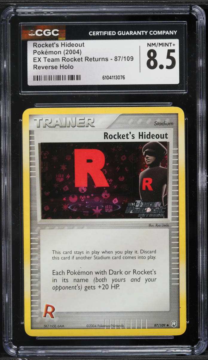 2004 Pokemon EX Team Rocket Returns Reverse Holo Rocket's Hideout #87 CGC 8.5 NM-MT+