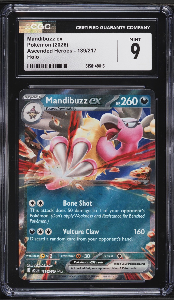 2026 Pokemon Evolution Ascended Heroes Holo Mandibuzz ex #139 CGC 9 MINT
