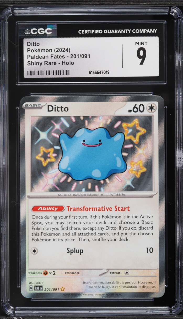 2024 Pokemon Scarlet & Violet Paldean Fates Holo Shiny Ditto #201 CGC 9 MINT