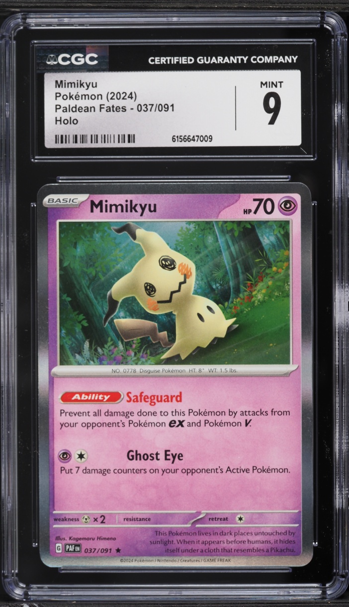 2024 Pokemon Scarlet & Violet Paldean Fates Holo Mimikyu #37 CGC 9 MINT