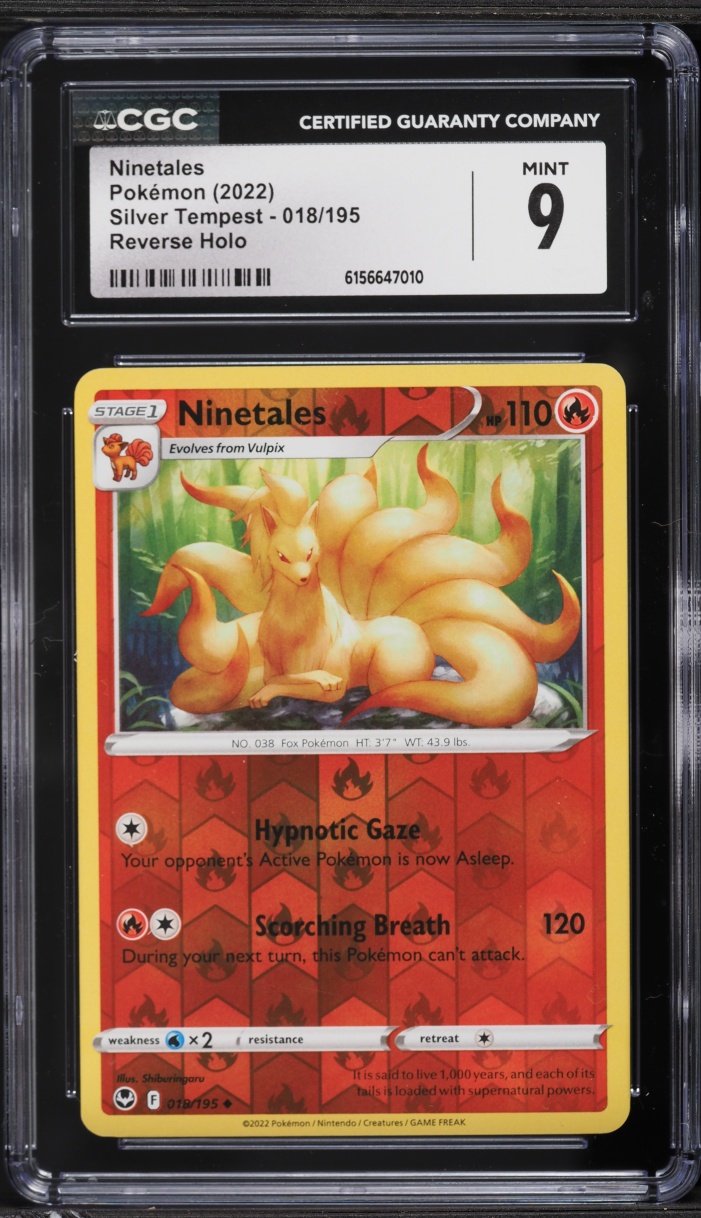 2022 Pokemon Sword & Shield Silver Tempest Reverse Holo Ninetales #18 CGC 9 MINT