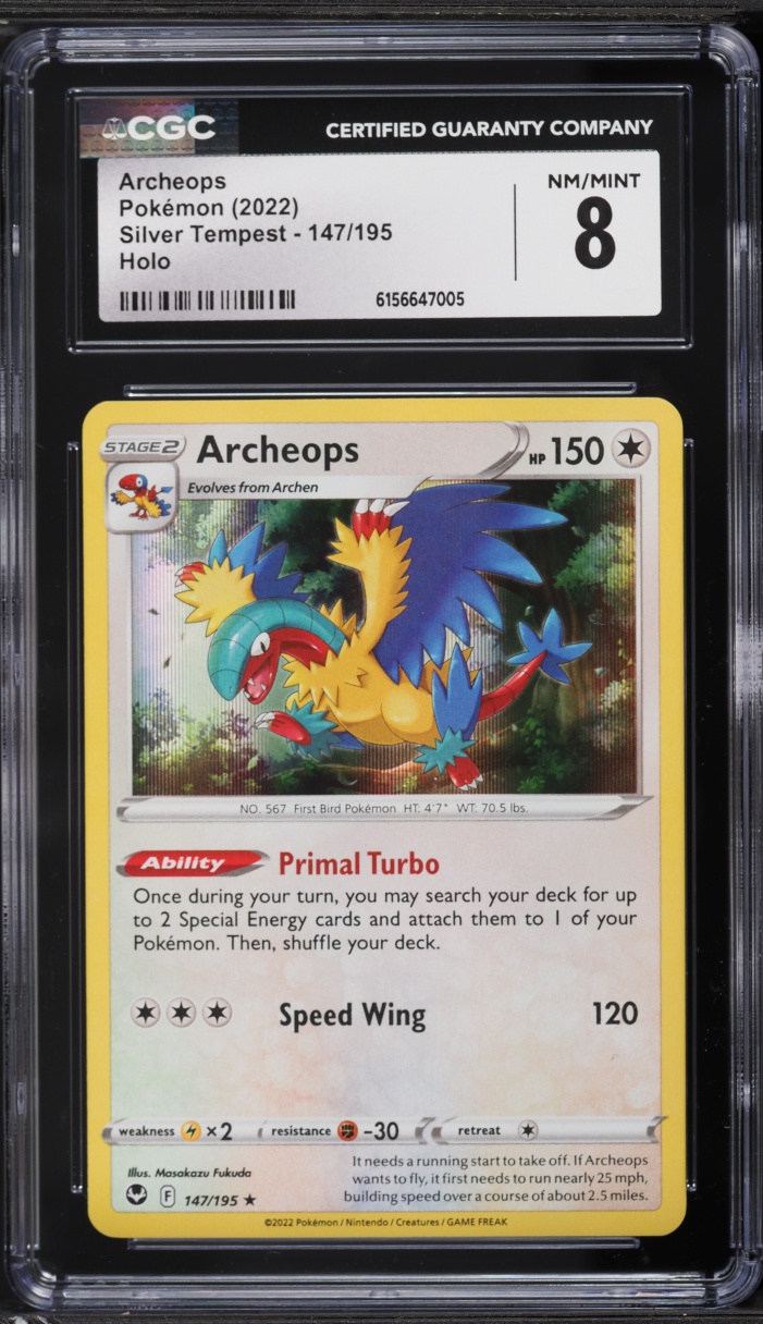 2022 Pokemon Sword & Shield Silver Tempest Holo Archeops #147 CGC 8 NM-MT