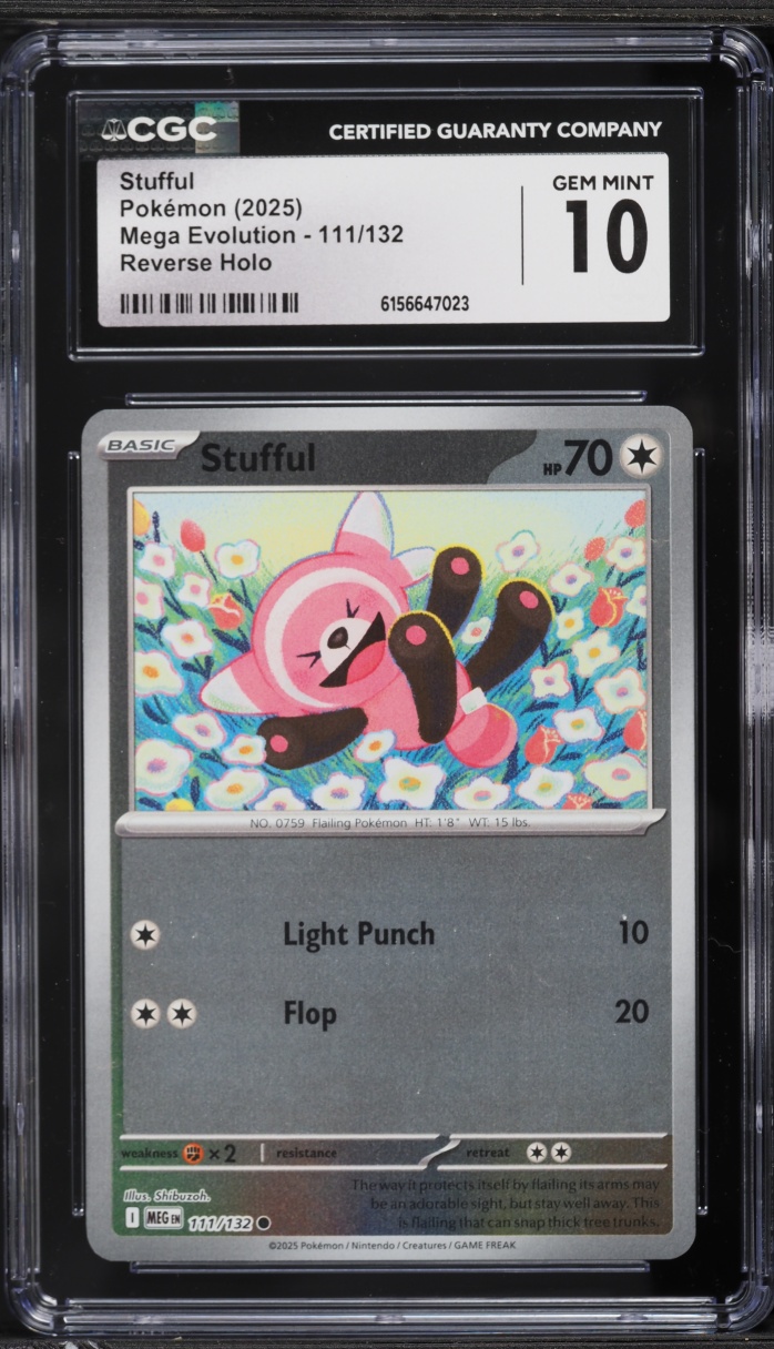 2025 Pokemon Mega Evolution Reverse Holo Stufful #111 CGC 10 GEM MINT