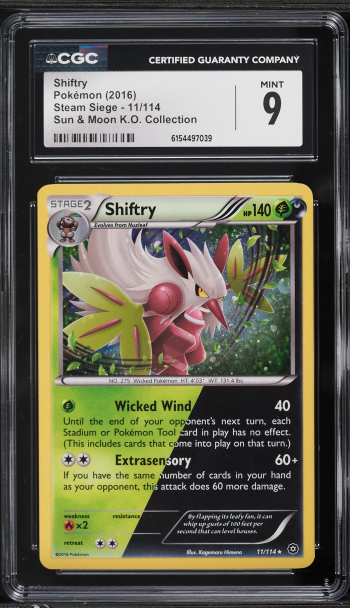 2016 Pokemon Sun & Moon Steam Siege K.O. Collection Shiftry #11 CGC 9 MINT