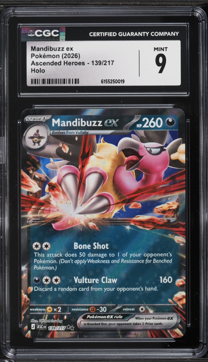 2026 Pokemon Mega Evolution Ascended Heroes Holo Mandibuzz EX #139 CGC 9 MINT