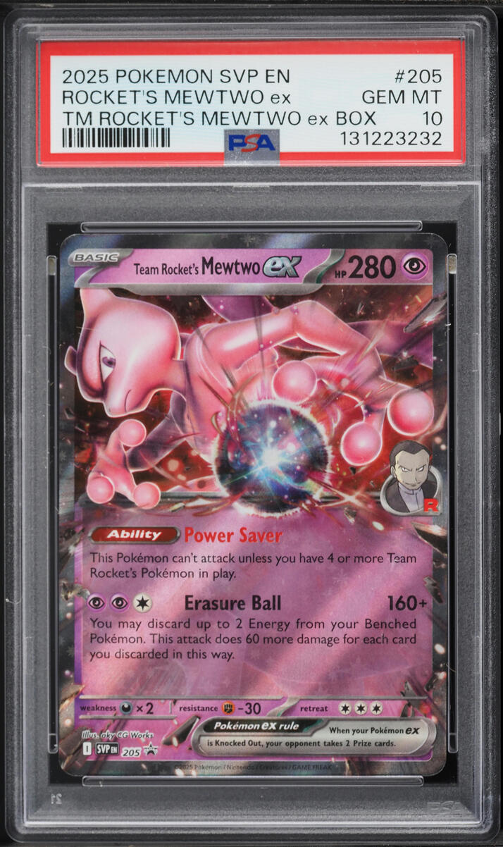 2025 Pokemon Scarlet & Violet Black Star Promo Holo Team Rocket's Mewtwo EX #205 PSA 10 GEM