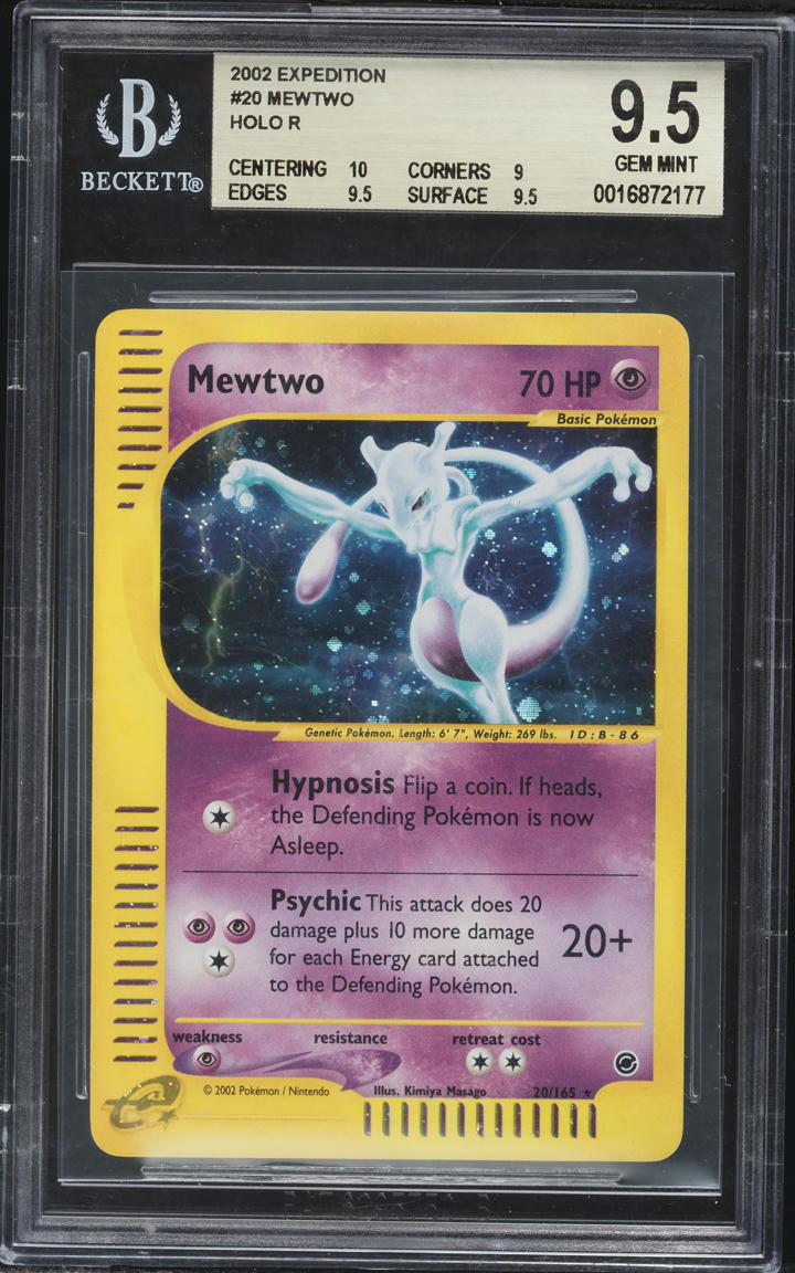 2002 Pokemon Expedition Holo Mewtwo #20 BGS 9.5 GEM MINT