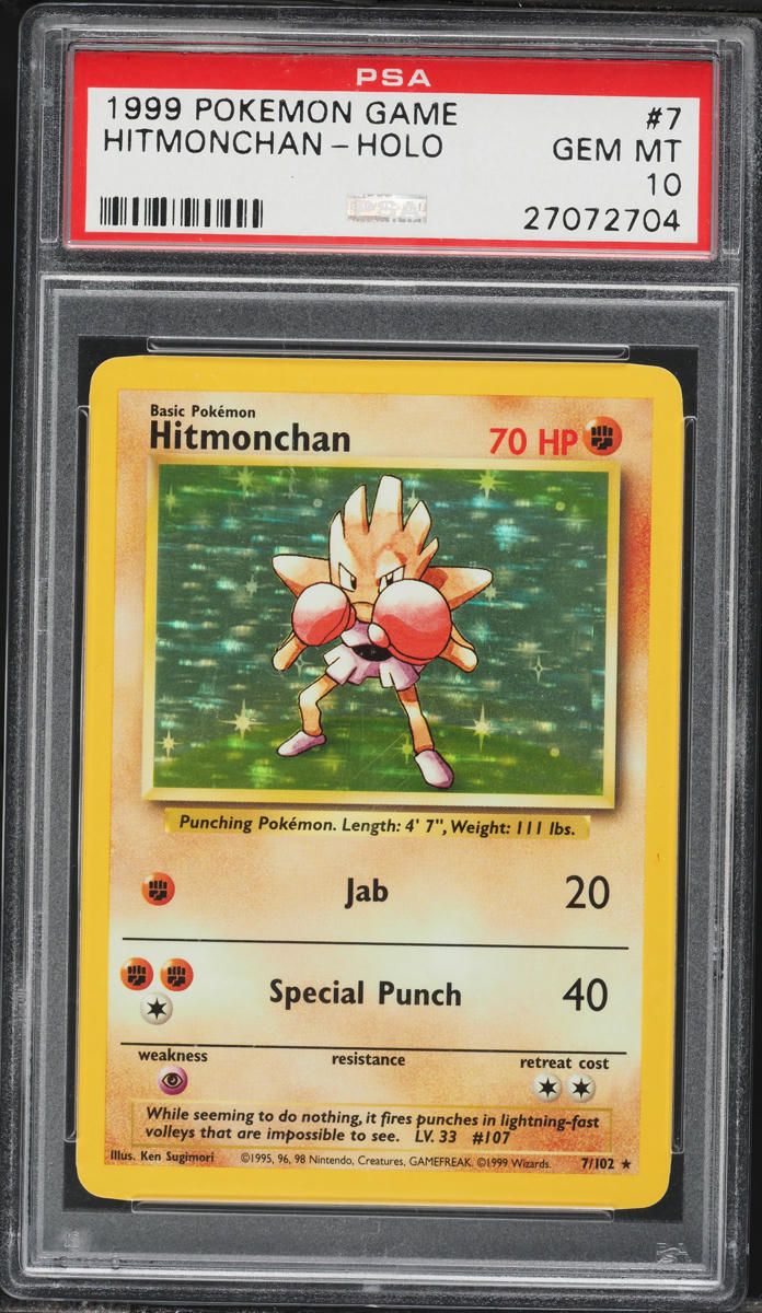 1999 Pokemon Base Set Holo Hitmonchan #7 PSA 10 GEM MINT