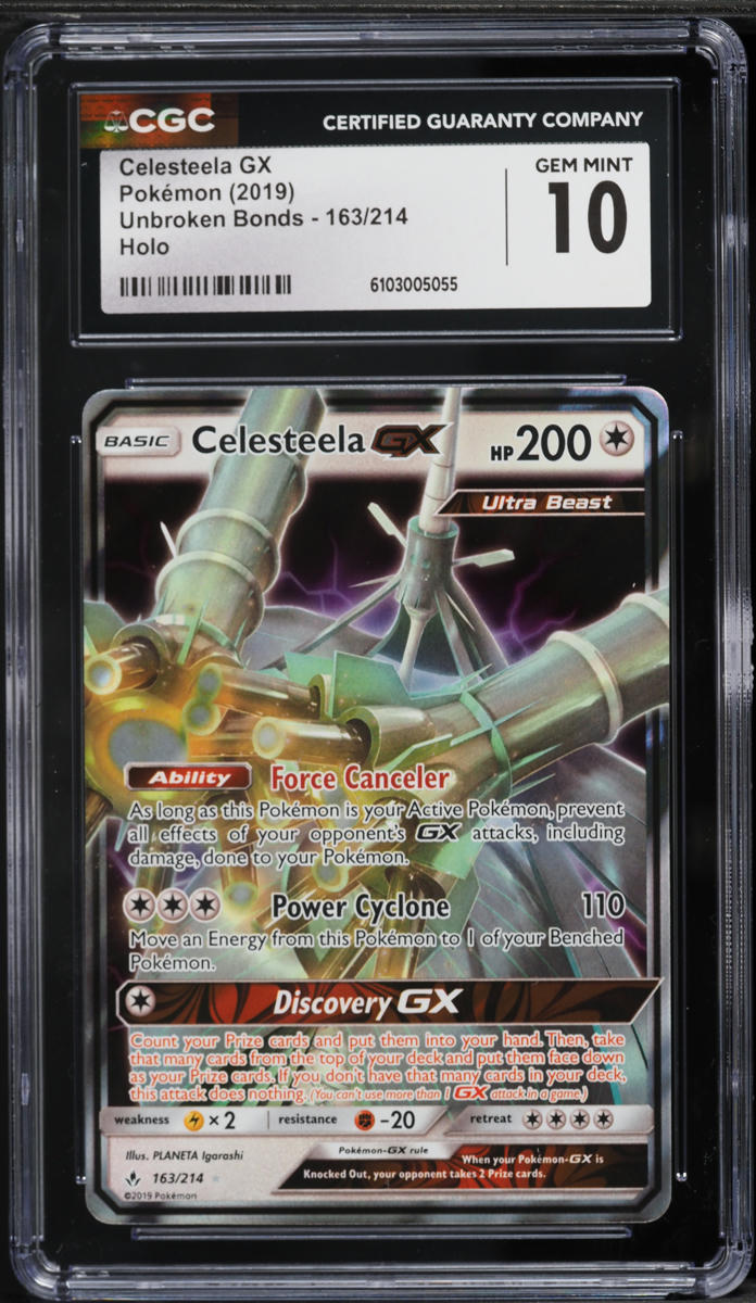 2019 Pokemon Sun & Moon Unbroken Bonds Holo Celesteela GX #163 CGC 10 GEM MINT