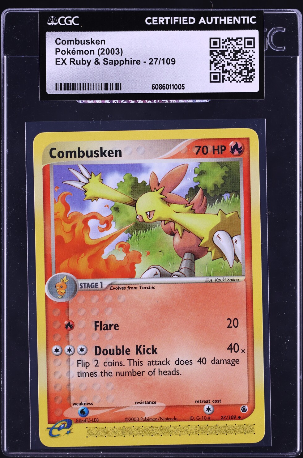 2003 Pokemon EX Ruby & Sapphire Combusken #27 CGC AUTH