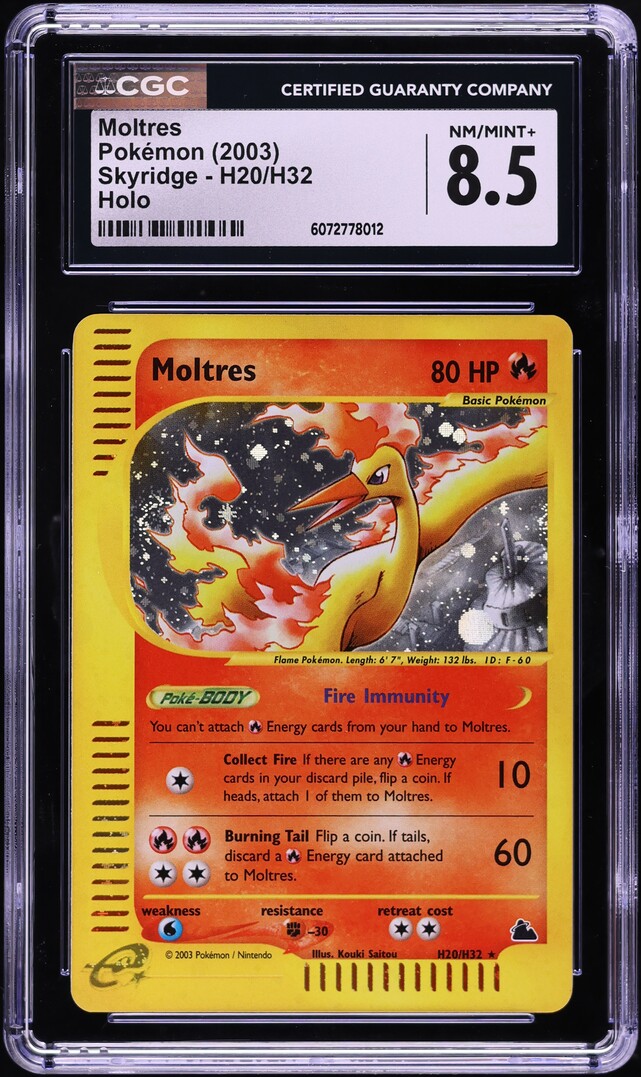 2003 Pokemon Skyridge Holo Moltres #H20 CGC 8.5 NM-MT+