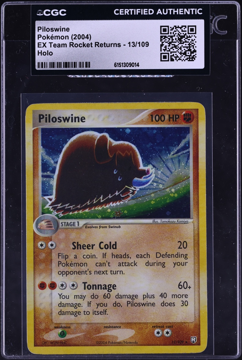 2004 Pokemon EX Team Rocket Returns Holo Piloswine #13 CGC AUTH