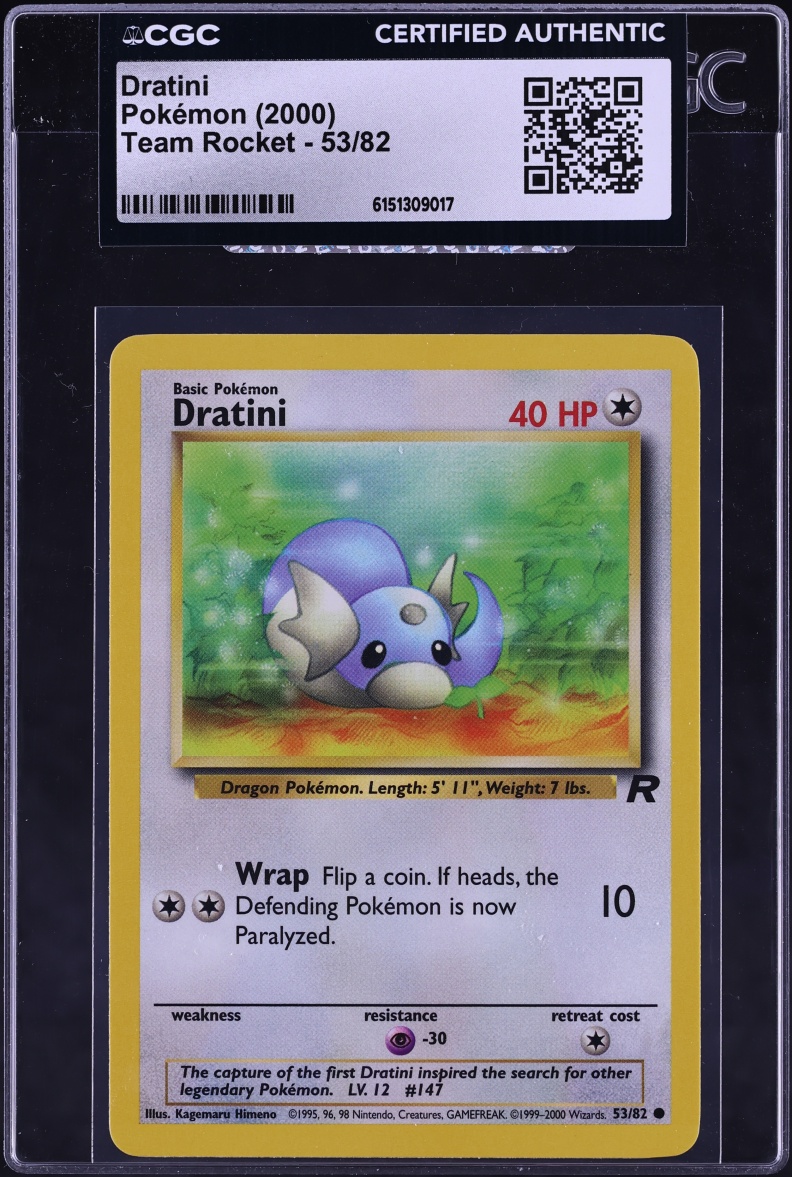 2000 Pokemon Team Rocket Dratini #53 CGC AUTH