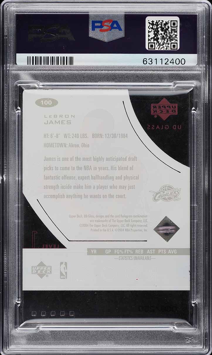 2003 Upper Deck Glass LeBron James ROOKIE /250 #100 PSA 10 GEM MINT